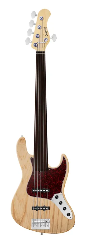 Sadowsky MetroLine 21-Fret Vintage J/J Bass, Solidbody, Swamp Ash Body, Tigerstripe Ebony Fingerboard, 5-String, Fretless - Natural Transparent Satin Nur Für Kurze Zeit