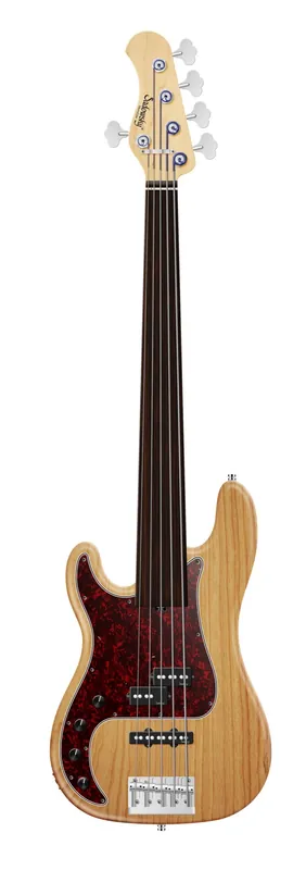 Sadowsky MetroLine 21-Fret Hybrid P/J Bass, Swamp Ash Body, Tigerstripe Ebony Fingerboard, 5-String, Fretless, Lefthand - Natural Transparent Satin Bestseller