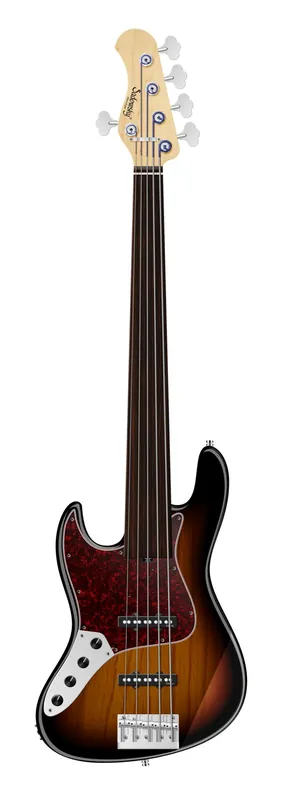 Sadowsky MetroLine 21-Fret Vintage J/J Bass, Swamp Ash Body, Tigerstripe Ebony Fingerboard, 5-String, Fretless, Lefthand - '59 Burst Transparent High Polish Ausverkauf