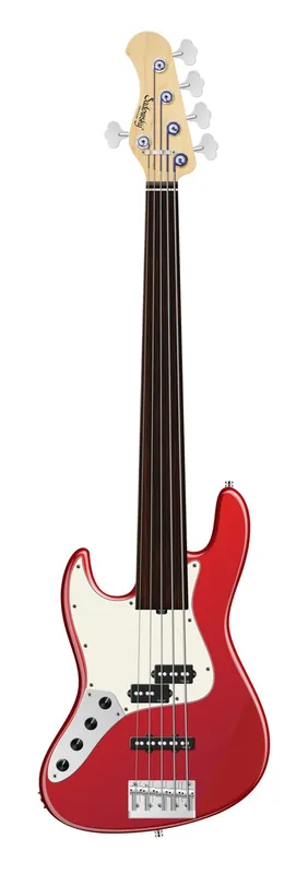 Sadowsky MetroLine 21-Fret Vintage P/J Bass, Swamp Ash Body, Tigerstripe Ebony Fingerboard, 5-String, Fretless, Lefthand - Solid Candy Apple Red Metallic High Polish Letzte Chance