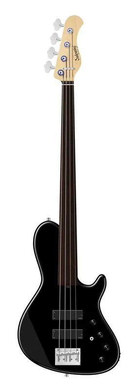 Zertifiziert Sadowsky MetroLine 24-Fret Single Cut Bass, Swamp Ash Body, Tigerstripe Ebony Fingerboard, 4-String, Fretless - Solid Black High Polish