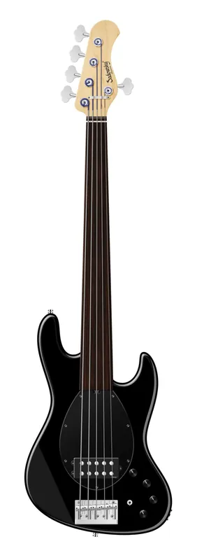 Sadowsky MetroLine 21-Fret Vintage M Bass, Red Alder Body, Tigerstripe Ebony Fingerboard, 5-String, Fretless - Solid Black High Polish Begrenztes Angebot