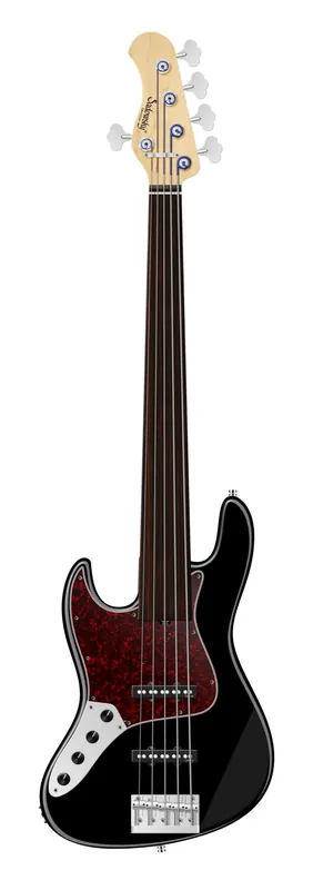 Schneller Versand Sadowsky MetroLine 21-Fret Vintage J/J Bass, Red Alder Body, Tigerstripe Ebony Fingerboard, 5-String, Fretless, Lefthand - Solid Black High Polish