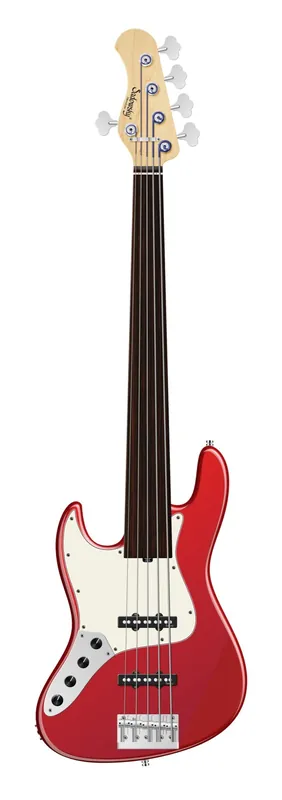 Echt Sadowsky MetroLine 21-Fret Vintage J/J Bass, Red Alder Body, Tigerstripe Ebony Fingerboard, 5-String, Fretless, Lefthand - Solid Candy Apple Red Metallic High Polish