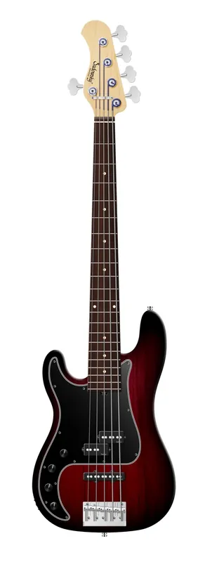 Sadowsky MetroLine 21-Fret Hybrid P/J Bass, Red Alder Body, Morado Fingerboard, 5-String, Lefthand - Burgundy Blackburst Transparent Satin Kostenfreie Lieferung