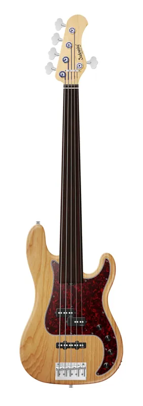 Aktuell Sadowsky MetroLine 21-Fret Hybrid P/J Bass, Swamp Ash Body, Tigerstripe Ebony Fingerboard, 5-String, Fretless - Natural Transparent Satin