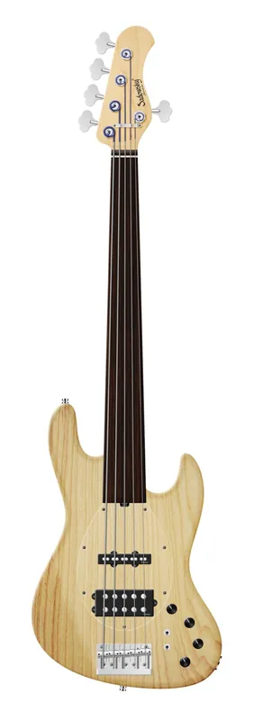 Sadowsky MetroLine 21-Fret Vintage M/J Bass, Swamp Ash Body, Tigerstripe Ebony Fingerboard, 5-String, Fretless - Natural Transparent Satin Bestpreis