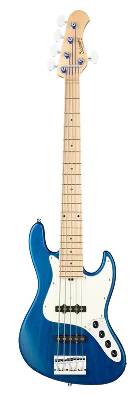 Gratis Versand Sadowsky MetroLine 21-Fret Vintage J/J Bass, Solidbody, Swamp Ash Body, Maple Fingerboard, 5-String - Ocean Blue Transparent Satin