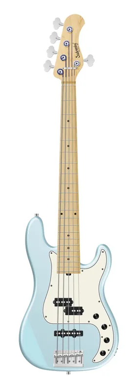 Sadowsky MetroLine 21-Fret Hybrid P/J Bass, Solidbody, Swamp Ash Body, Maple Fingerboard, 5-String - Solid Ice Blue Metallic Satin Sale