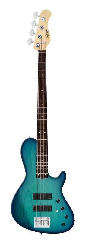 Markenware Sadowsky MetroLine 24-Fret Single Cut Bass, Red Alder Body, Morado Fingerboard, 4-String - Bora Blue Burst Transparent Satin