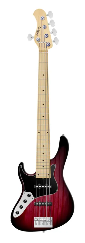 Sadowsky MetroLine 24-Fret Vintage J/J Bass, Swamp Ash Body, Maple Fingerboard, 5-String, Lefthand - Burgundy Blackburst Transparent Satin Rabatt