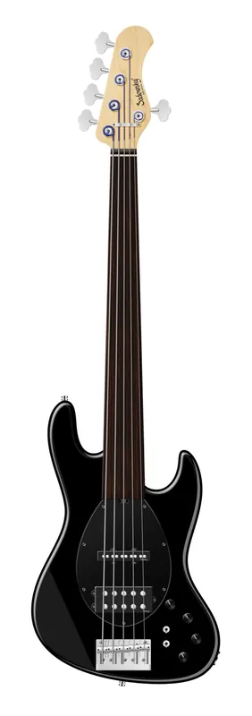 Sadowsky MetroLine 21-Fret Vintage M/J Bass, Swamp Ash Body, Tigerstripe Ebony Fingerboard, 5-String, Fretless - Solid Black High Polish Direkt Vom Hersteller