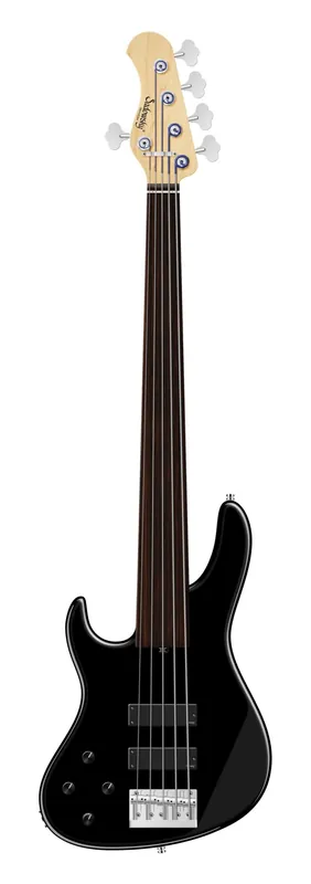 Sadowsky MetroLine 24-Fret Modern Bass, Red Alder Body, Tigerstripe Ebony Fingerboard, 5-String, Fretless, Lefthand - Solid Black High Polish Sonderaktion