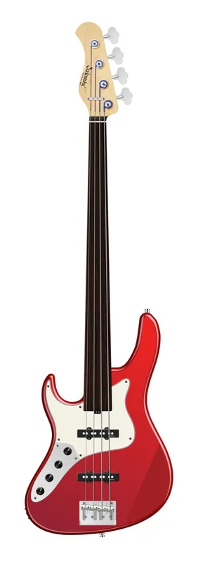 Neue Ware Sadowsky MetroLine 24-Fret Vintage J/J Bass, Swamp Ash Body, Tigerstripe Ebony Fingerboard, 4-String, Fretless, Lefthand - Solid Candy Apple Red Metallic High Polish