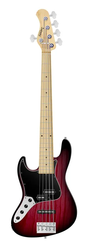 Sadowsky MetroLine 21-Fret Vintage P/J Bass, Swamp Ash Body, Maple Fingerboard, 5-String, Lefthand - Burgundy Blackburst Transparent Satin Abverkauf